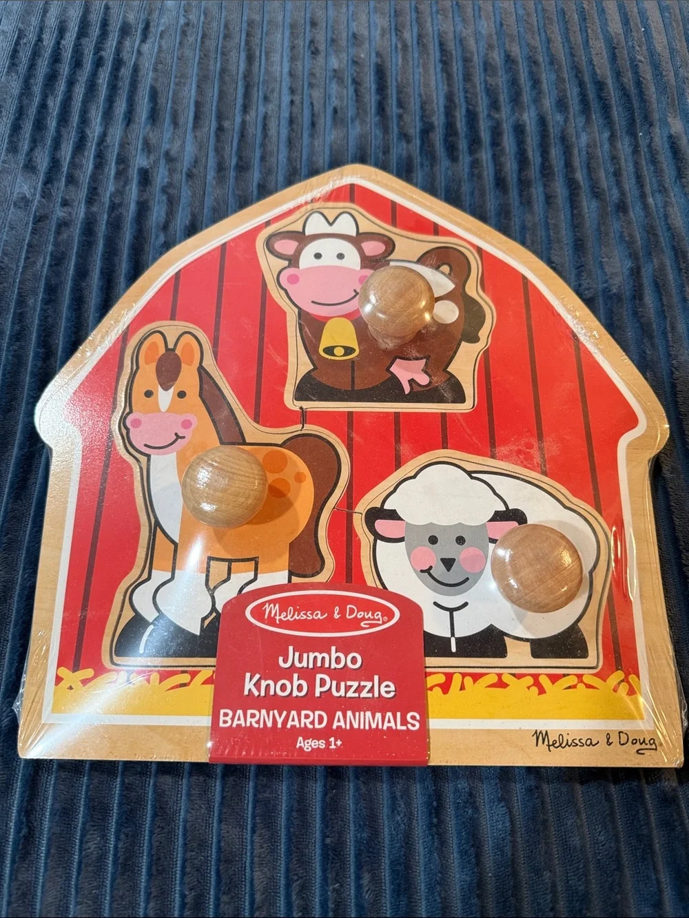 Melissa & Doug Barnyard Animals Jumbo Knob Puzzle - Red Background